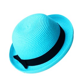 STOBOK Foldable Hat Dome Cap Bowknot Hat Roll-up Hat Beach Hats Women's Hats & Caps Summer Hats for Men Womens Sun Visor Hats Straw Beach Hat Summer Straw Hat Women Dress Soft Hat Blue
