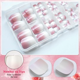 AddFavor 120pcs Ombre Press on Toenails - Pink White Gradient Fake Toe Nails Press ons Toenail for Women