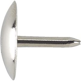 Merriway BH07243 (100 Pcs) Upholstery Nail Matt Nickel 9.5 mm Diameter Head 15 mm Length - Pack of 100 Pieces