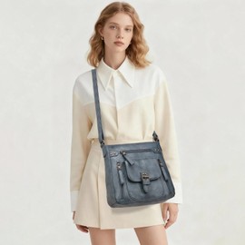 KL928 Shoulder Bag, Small Handbags, Leather Purse, for Women or Girls Blue