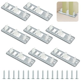 Enhon 8 Pack Sliding Closet Door Floor Guide Compatible with Prime-Line N 6560, Stamped Steel Sliding Closet Door Hardware, Adjustable Bypass Door Track Floor Mount Guide Fits 3/4" to 1-3/8" Doors