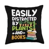 Easily Distracted By Plants And Books Bookworm Gardening Throw Pillow