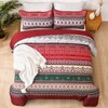 WONGS BEDDING Boho Queen Quilt Set, Red Bohemian Quilt Bedding