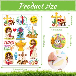 HOWAF 288pcs Assorted Religions Christian Easter Stickers, Jesus Christian He Lives Stickers Cross Bunny Egg Round Candy Sticker Labels, Happy Easter Day Stickers Labels for Kids Gift Party Favor