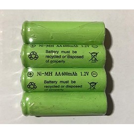 4-Pieces Size 1.2V AA(300/600/800mAh) Or AAA (600mAh/800mAh) and Ni-Cd/Ni-MH Rechargeable Battery for Solar Light and Solar Devices (1.2V AA 600mAh Ni-MH)