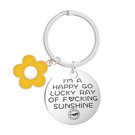 Yellow Flower Keychain with Stainless Steel,Floral Design Keyring for Women,Inspirational Gift for Teacher,Sister Birthday Presents,Cute Keychain for Friends,Inspirational Keyrings for Women