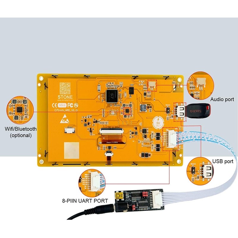 SCBRHMI 7 Inch Smart HMI Panel TFT LCD Display Monitor