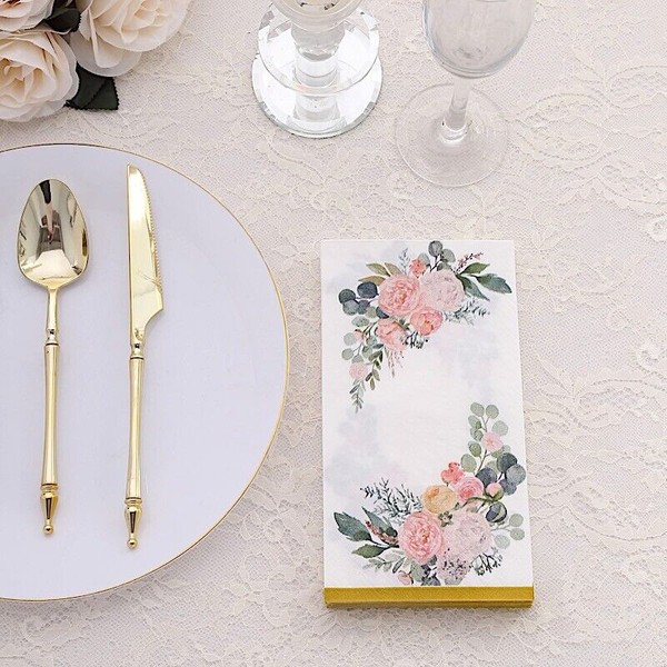 PrettyinCrystals 20 White 2 Ply Dinner Paper NAPKINS Peony Flower