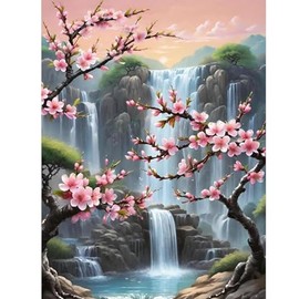 Ausanrl Plum Blossom Diamond Art Painting-Diamond Painting for Adults,5D Diamond Painting Flowers,DIY Full Drill Diamond Painting Flower Gem Painting and Crafts 12x16inch