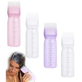 YWKJDDM Hair Dye Brush Bottle, 4 Pieces Applicator Bottle Hair, 120 ml Hair Oil Applicator Bottle Hair Dye Brush Bottle, Root Comb Applicator Bottle for Hair Dye