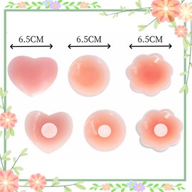 CICINIO 3 Pares Cubre Pezones Invisible para Mujer,Pezoneras para Busto de Silicona Adhesiva,Ultrafinas para Pezones, Cubiertas para Pezones Adhesiva Reutilizables y Lavable ﻿