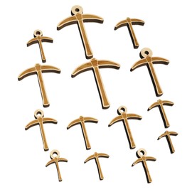 Pick Axe Mining Tool Mini Wood Shape Charms Jewelry DIY Craft - 12mm (26pcs) - with Hole