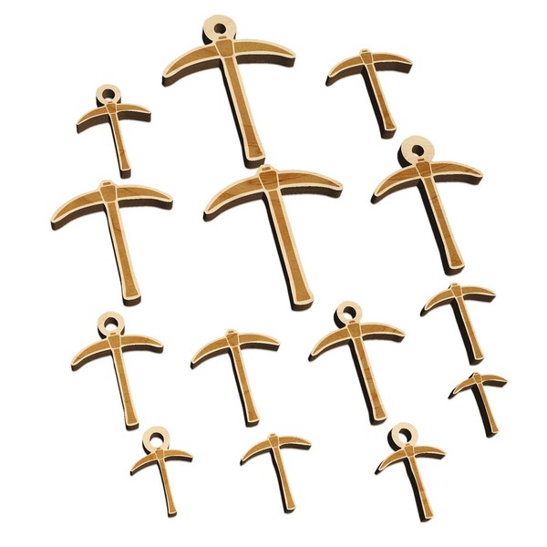 Pick Axe Mining Tool Mini Wood Shape Charms Jewelry DIY
