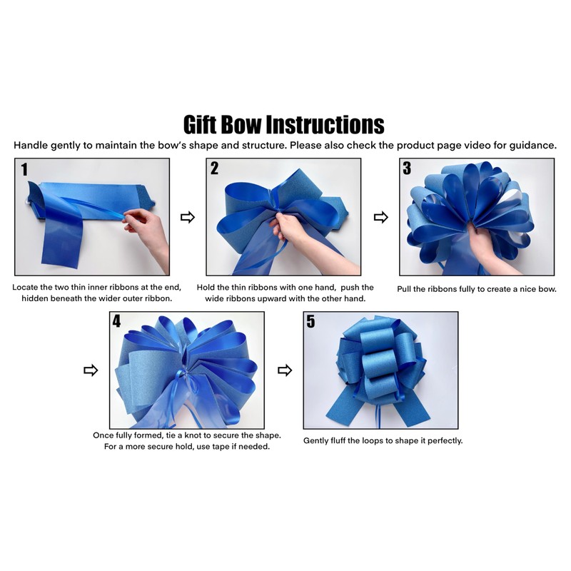 2PCS Pull Bow for Gift Wrapping, 10" Large Ribbon Bow,