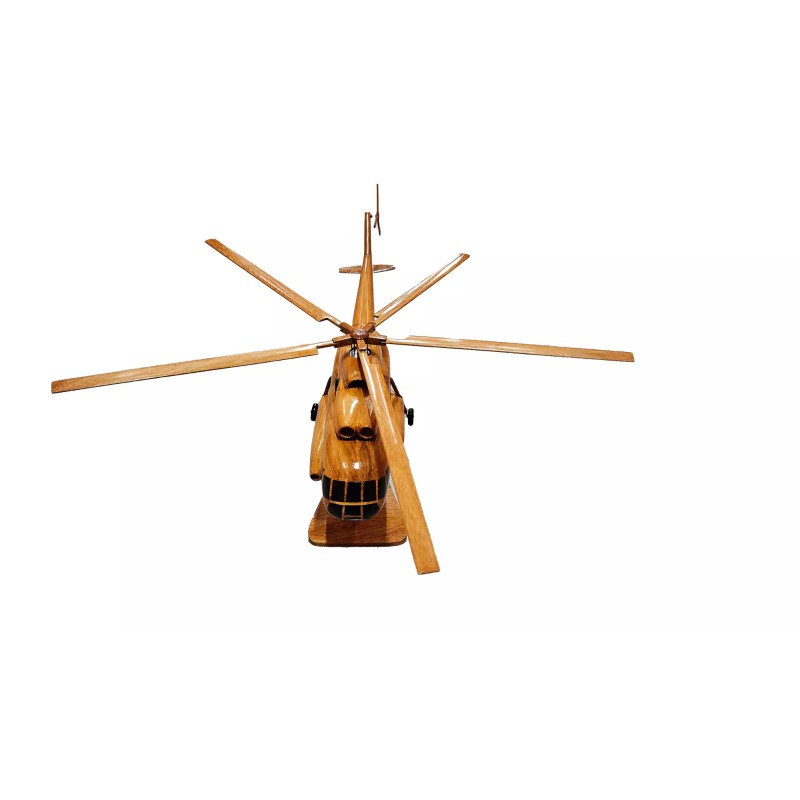 MI17 Mahogany Wood Desktop Helicopter Model