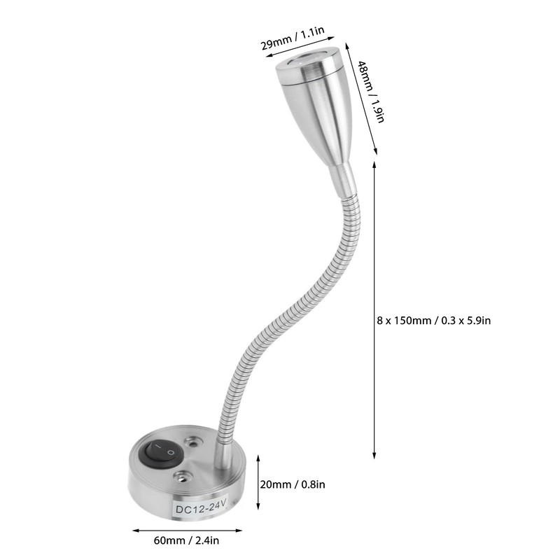 RV LED Bedside Light 360 Degree Swivel Flexible Goosneck Light