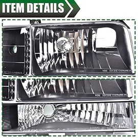 G-PLUS Headlights, Compatible with 1992-1996 Bronco/1992-1996 Ford F150 F250 F350 Super Duty Headlamps w/Corner Signal, Driver Side & Passenger Side, Clear lens Black Housing Clear Reflector