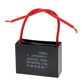 YXQ 4uF Ceiling Fan Capacitor CBB61 2 Wire AC 450V 50/60HZ Electric Running Motor Start SH(3Pcs)
