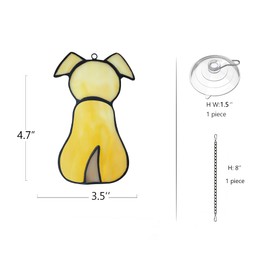 BOXCASA Pet Dog Memorial Gifts,Stained Glass Window Hanging for Suncatcher Decor,Yellow Dog Passing Away Gifts for Dog Lovers,Loss of Dog Sympathy Gift,Can Be Hung in Windows, Hallways, Bedrooms