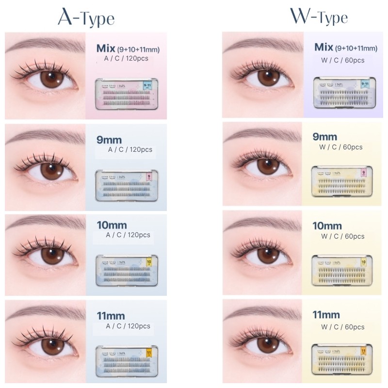 CCAM BBAK I-dol A/W/Under Type Eyelash 9-11mm Set, Type:Under V