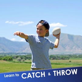 LMC Products Foam Football - 7.25" Easy Grip Small Football for Kids - Youth Size - Quality Soft Foam Toddler Footballs (White & Blue)