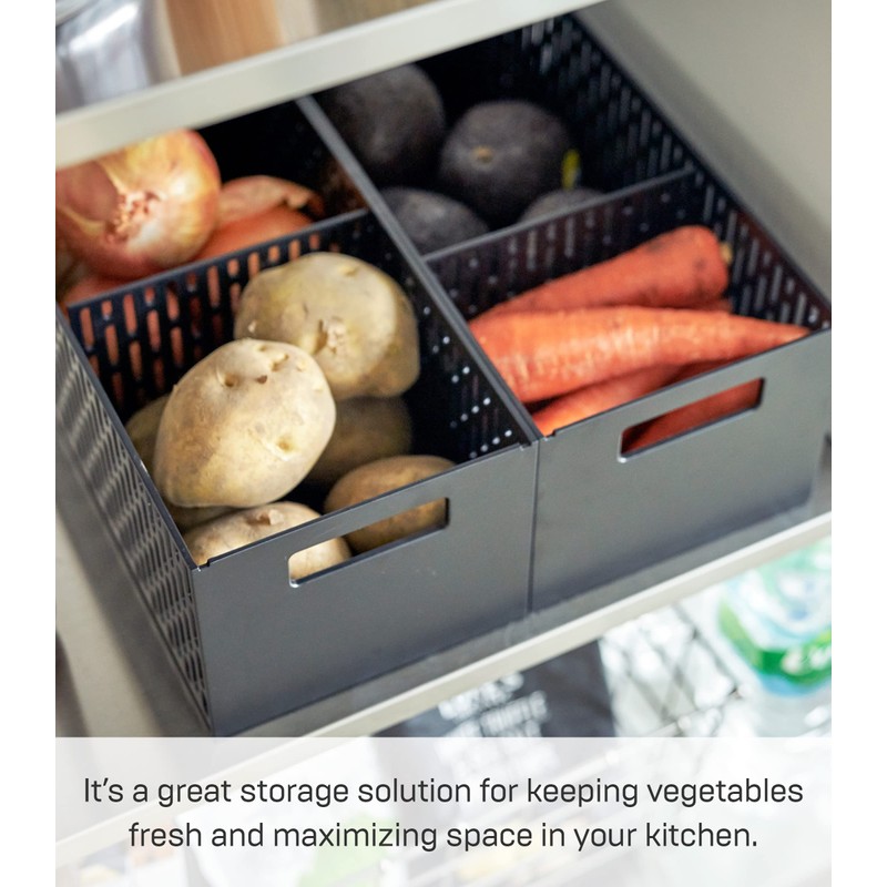 Yamazaki Stackable Vegetable Basket Plastic Black One Size