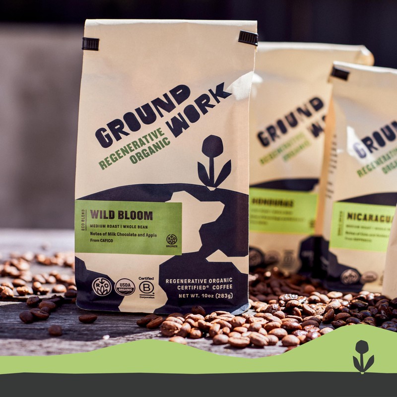 GROUNDWORK COFFEE CO Organic Regenerative Wild Bloom Whole Bean Coffee,