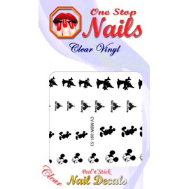 Clear Vinyl Cut, Peel and Stick Nail Art Decals/Stickers by DimOxy Designs Themed for Mickey Black and White (Ver.1) Lovers.