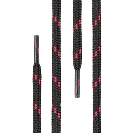Di Ficchiano 1 or 2 Pairs of Round Shoelaces, 4.5 mm Diameter, for Work Shoes, Trekking Shoes, Boots, Shoelaces, Very Tear-Resistant, 70 cm - 220 cm Length, Polyester I Shoe Laces, black/red