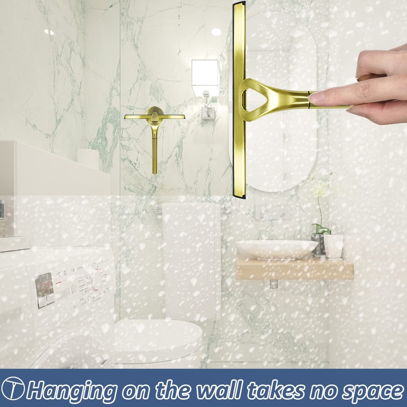 HomDSim Stainless Steel Shower Squeegees All-Purpose Mirror/Window/Glass Wiper Scraper Golden