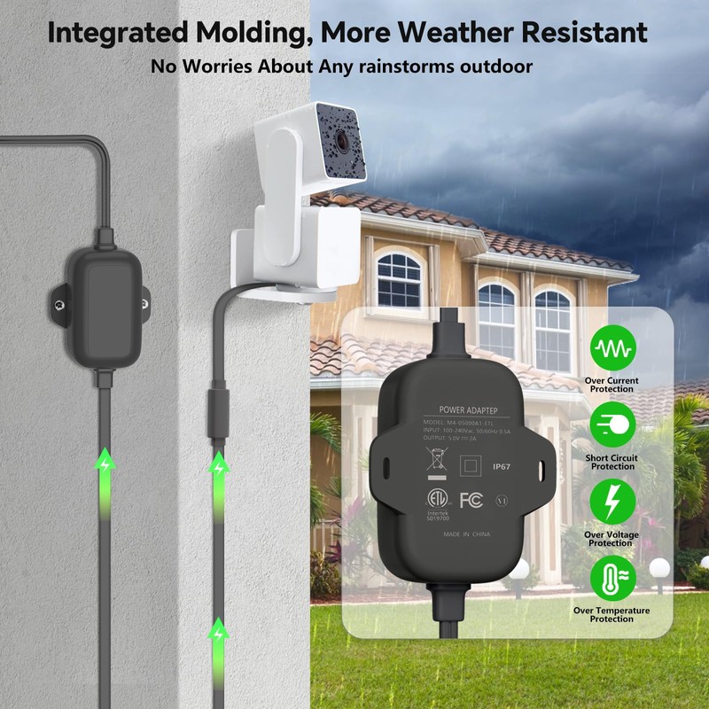 delilyn 25FT Outdoor Power Adapter for WYZE Cam V4/Cam OG/V3/V3