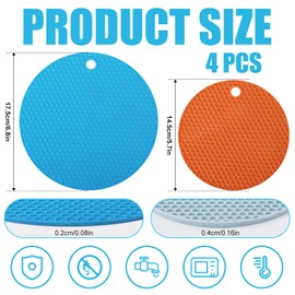 4pcs Silicone Jar Opener Gripper Pad, 5.7 Inch 6.8 Inch Jar Gripper Pad Multi-Purpose Round Honeycomb Jar Opener for Weak Hands Seniors Elderly Kids (Red, Blue, Green, Orange)