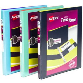 Avery Two-Tone Durable View Binder, 1/2" Slant Rings, 120-Sheet Capacity, DuraHinge, Color Will Vary, 1 Binder (17241)