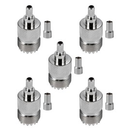 Vecys 5pcs SO-239 UHF Female Connector 50 Ohm SO239 Female Jack Crimp RF Coaxial Plug Adapter for RG58 LMR195 RG142 RG400 Low Loss Coaxial Cable Compatible with Amateur Radio