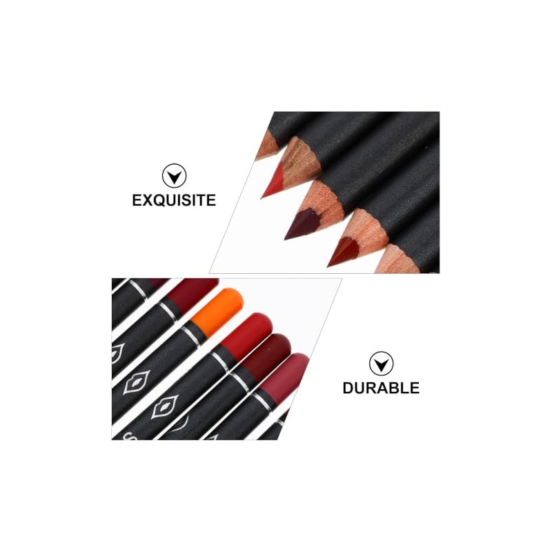 Lápiz Delineador de Labios Mate Negro 12 Piezas de Madera