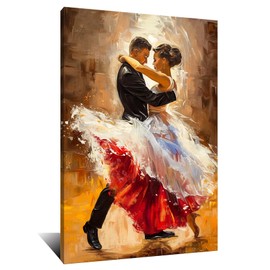 Derkymo Romance Dancing Couple Dancing Canvas Wall Art Prints Romantic Tango Dancers Modern Dancing Room Decorations Stretched and Framed Ready to Hang 24"x36"