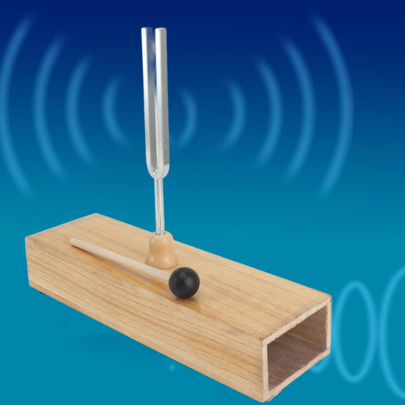 256Hz Tuning Fork with Wood Resonance Box and Hammer Sound