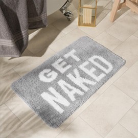 OHS Get Naked Bath Mat Grey, Super Soft Bath Mats for Bathroom Highly Absorbent Washable Shower Mat Quick Drying - 45 x 75cm