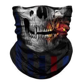 Bufanda sin costuras para el cuello, bandana sin costuras, protección UV para motocicleta, ciclismo, equitación, correr, diademas, Black-smoking Skull, Large