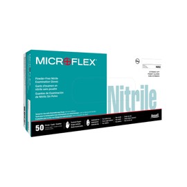 Ansell Microflex N89 Disposable XL Nitrile Gloves w/Rough Finish & Powder Free for General Use, Sample Taking - Green (Box of 50)