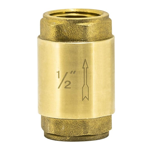 Eastman Brass In-Line Check Valve, 1/2 Inch IPS, Stainless Steel Spring, 20401LF