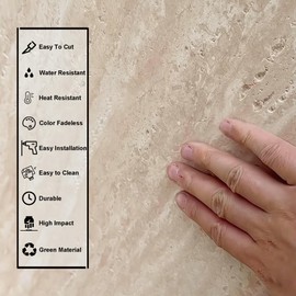 12" x 24" Beige Travertine Natural Clay Stone Floor and Wall Mosaic Tile, Subway MCM Flexible Stone Tiles for Indoor & Outdoor, 10 Sheets, Covers 20 sq. ft.