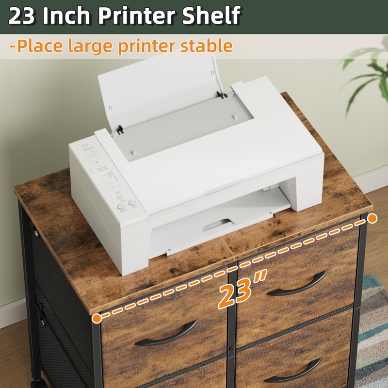 HIGDBFE 4 Drawer Lateral File Cabinet, Mobile Filing Cabinet Printer