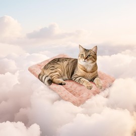 MORA PETS Cat Bed Mat Washable Crate Mattress Warm Puppy Pad Non-Slip Soft Cat Blanket Small Pet Pillow Cushion, 53x33cm, Pink