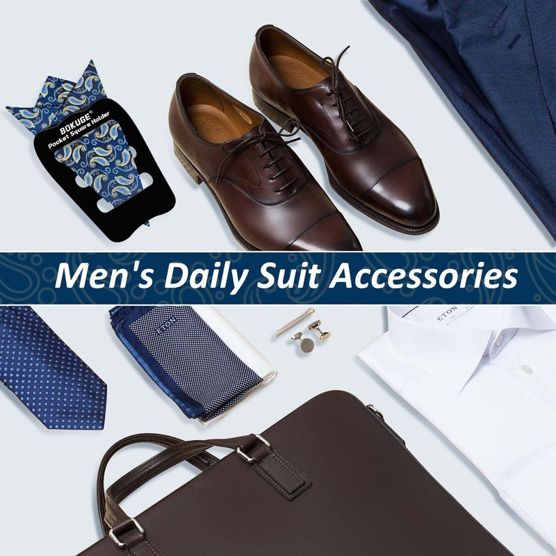BOKUGE Pocket Square Holder,Keeps Pocket Squares for Men in Place，Fashionable