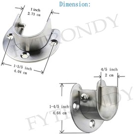 ANCLLO 4 Pack Zinc Alloy Clothes Rail Sockets for Wall Mounted Rod Brackets for Bathroom Shower Rail (25mm)