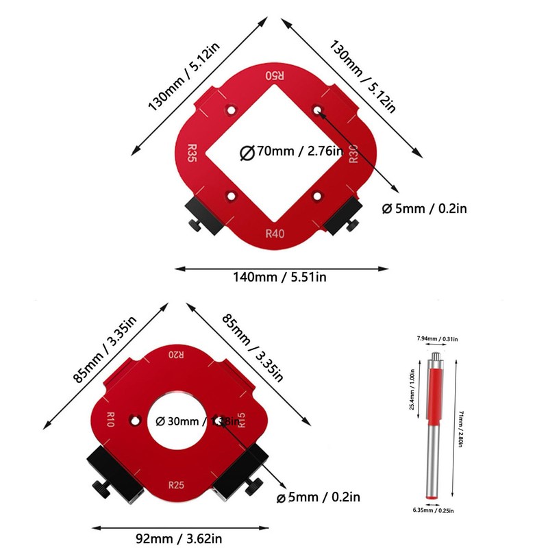 Radius Jig Router Template, Round Corner Radius Template, Table Corner