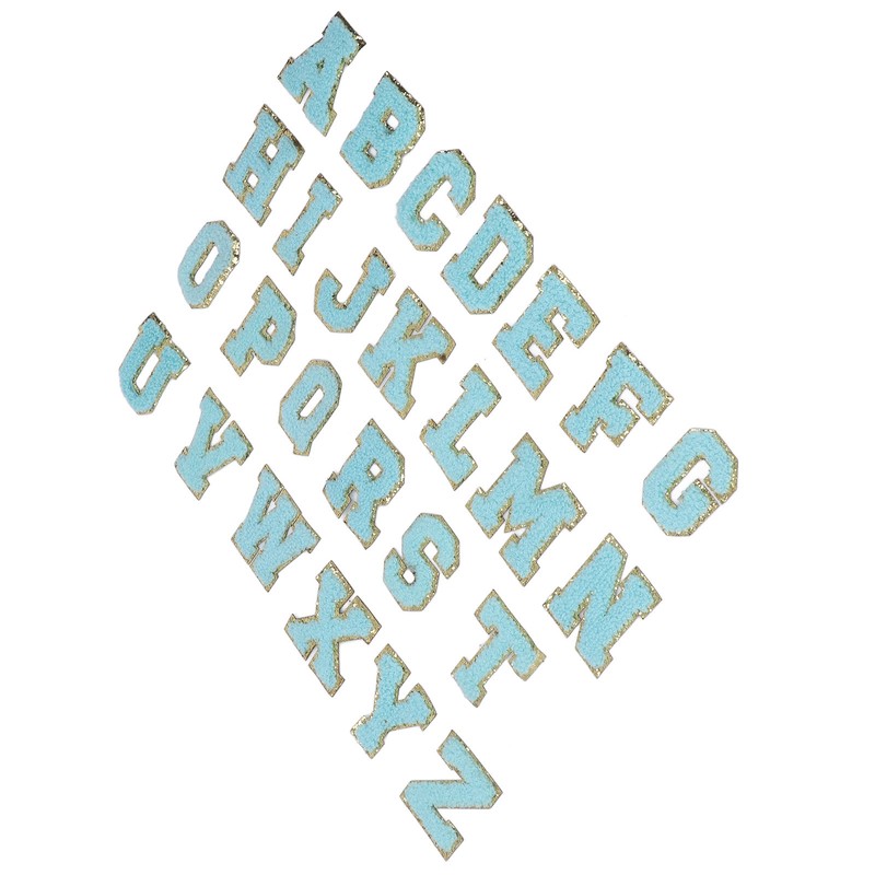 26 Pcs Iron On Letters A to Z Blue Letters