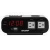 Sharp Digital Alarm Clock with 2X Power Outlets with Surge