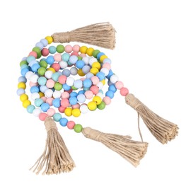 Easter Wooden Bead Tassels String Garland Colorful Countryside Style Home Wall Decoration Pendant